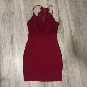 Red dress mini. Lace. Size M.